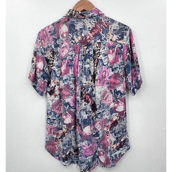 Hawaiian Las Vegas Playing Cards Novelty Button Down Shirt Womens Small Vintage - Picture 2 of 10